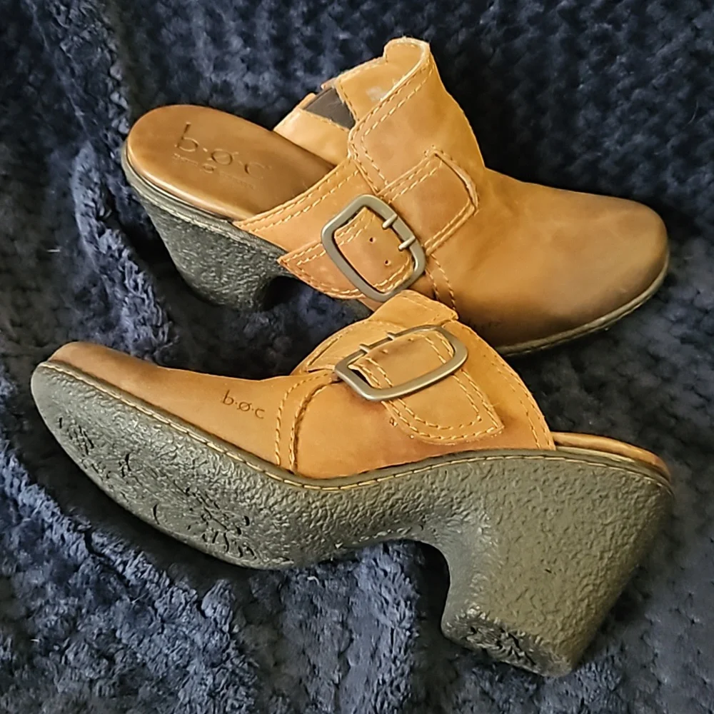NEW BOC Born Clogs shoes Mules 9 COMFORT heel leather buckle Rustic Western - Picture 9 of 13